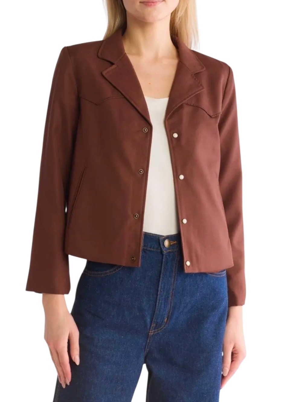 The Great Womens Western Wool Blend Blazer In Hickory Brown Size 2 Medium